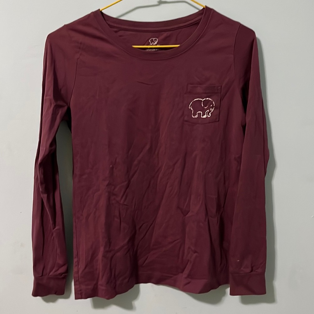 Ivory Ella Maroon Long Sleeved T Shirt Pocket Size S